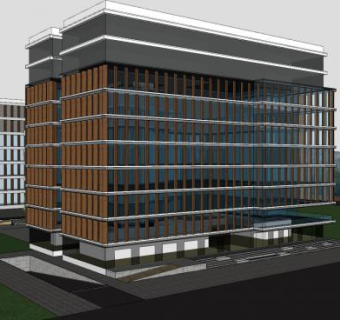 办公楼建筑连接体综合SU模型下载_sketchup草图大师SKP模型