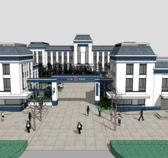 派出所外观建筑SU模型下载_sketchup草图大师SKP模型
