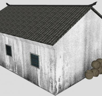 乡村古建民居住宅SU模型下载_sketchup草图大师SKP模型