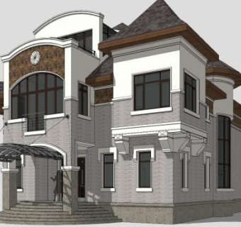 欧式别墅建筑sketchup模型下载_sketchup草图大师SKP模型