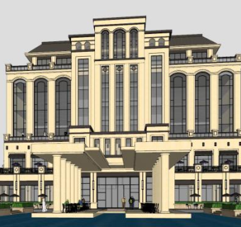欧式酒店建筑SU模型下载_sketchup草图大师SKP模型