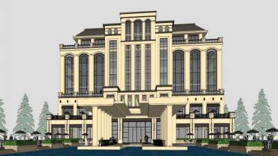 欧式酒店建筑SU模型下载_sketchup草图大师SKP模型