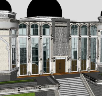 欧式展厅建筑SU模型下载_sketchup草图大师SKP模型