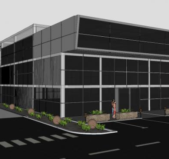 销售展厅玻璃建筑SU模型下载_sketchup草图大师SKP模型