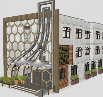 精品民宿酒店SU模型下载_sketchup草图大师SKP模型