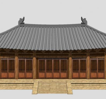 传统屋顶建筑宫殿SU模型下载_sketchup草图大师SKP模型