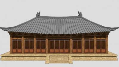 传统屋顶建筑宫殿SU模型下载_sketchup草图大师SKP模型