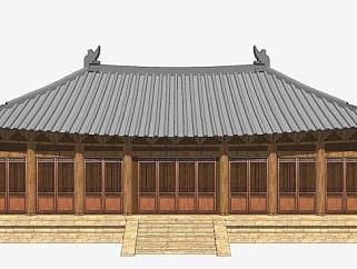 传统屋顶建筑宫殿SU模型下载_sketchup草图大师SKP模型