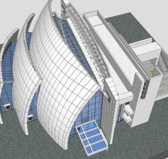 千禧教会堂建筑SU模型下载_sketchup草图大师SKP模型
