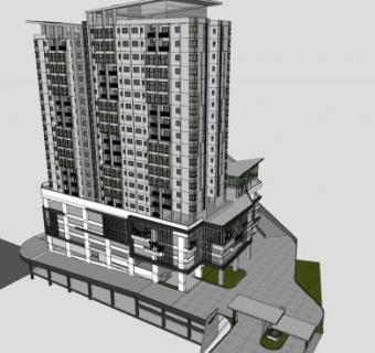 高层楼房住宅建筑SU模型下载_sketchup草图大师SKP模型