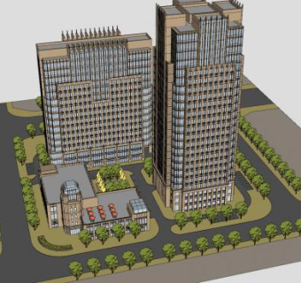 新古典高层建筑SU模型下载_sketchup草图大师SKP模型