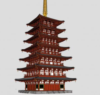 斗拱七层塔楼SU模型下载_sketchup草图大师SKP模型