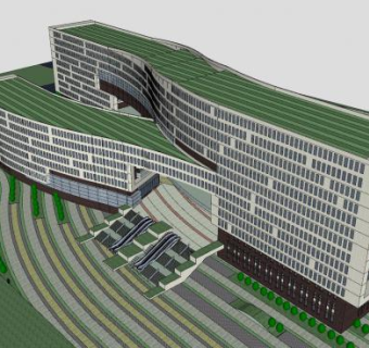 现代建筑办公楼SU模型下载_sketchup草图大师SKP模型