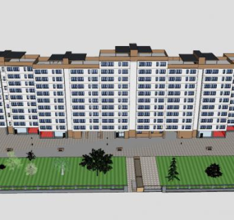 公寓小区带地下停车库入口SU模型下载_sketchup草图大师SKP模型