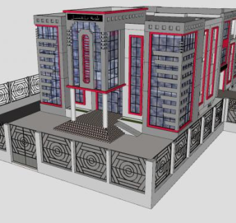 现代小型办公楼SU模型下载_sketchup草图大师SKP模型