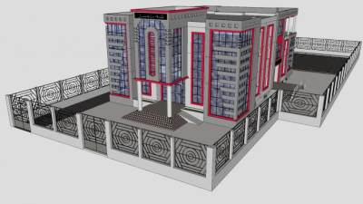 现代小型办公楼SU模型下载_sketchup草图大师SKP模型