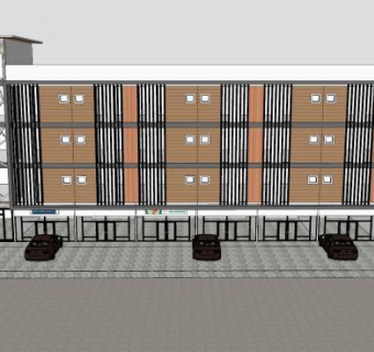 现代商业写字楼带商铺建筑SU模型下载_sketchup草图大师SKP模型