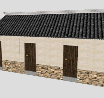 农村房农户平房瓦房SU模型下载_sketchup草图大师SKP模型