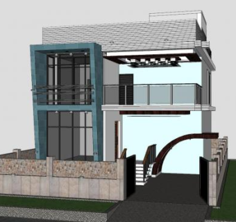 现代时尚别墅建筑SU模型下载_sketchup草图大师SKP模型