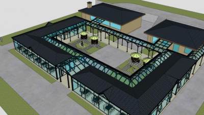 现代餐厅阳光房建筑SU模型下载_sketchup草图大师SKP模型