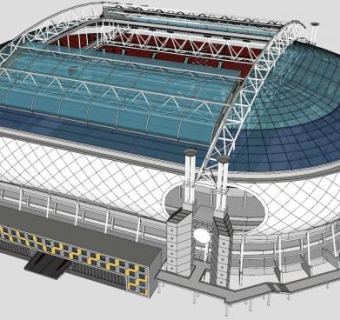 足球体育馆大小建筑SU模型下载_sketchup草图大师SKP模型
