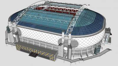 足球体育馆大小建筑SU模型下载_sketchup草图大师SKP模型