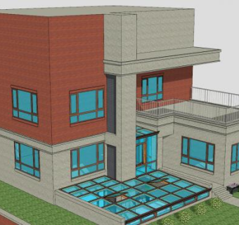 采光井别墅住宅SU模型下载_sketchup草图大师SKP模型