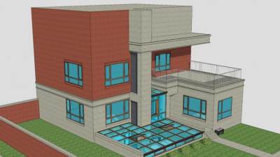 采光井别墅住宅SU模型下载_sketchup草图大师SKP模型