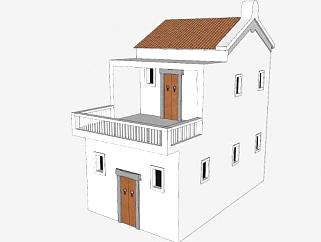 简单房子自建房SU模型下载_sketchup草图大师SKP模型