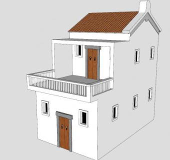 简单房子自建房SU模型下载_sketchup草图大师SKP模型