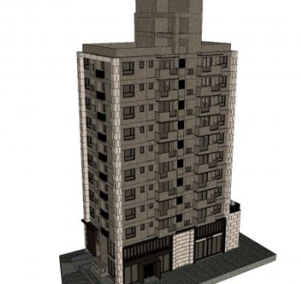 复古风小高层住宅建筑SU模型下载_sketchup草图大师SKP模型