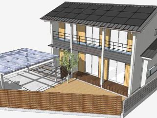 太阳能屋顶房子建筑SU模型下载_sketchup草图大师SKP模型