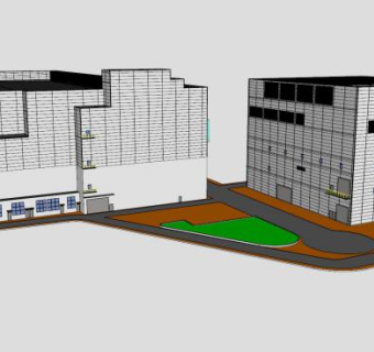 东莞工厂厂房建筑SU模型下载_sketchup草图大师SKP模型