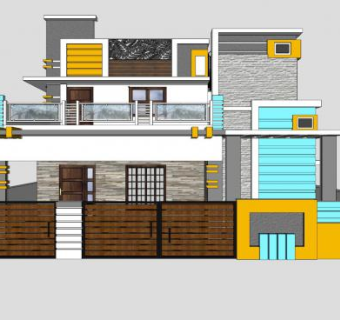 特色乡村别墅建筑SU模型下载_sketchup草图大师SKP模型