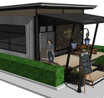 小型咖啡屋SU模型下载_sketchup草图大师SKP模型