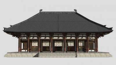 唐招提寺金堂古建筑SU模型下载_sketchup草图大师SKP模型