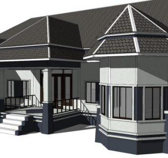 泰式风格别墅住宅建筑SU模型下载_sketchup草图大师SKP模型