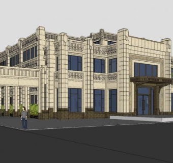 现代欧式会所建筑SU模型下载_sketchup草图大师SKP模型