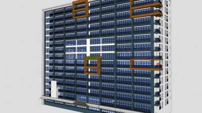 现代办公高层大楼建筑SU模型下载_sketchup草图大师SKP模型