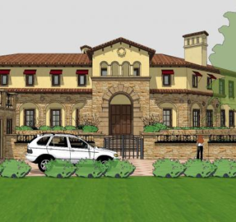 欧式风格别墅SU模型下载_sketchup草图大师SKP模型