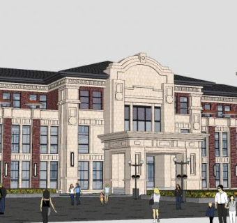 欧式风格建筑活动中心SU模型下载_sketchup草图大师SKP模型