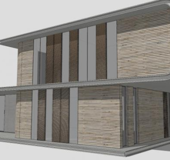 现代创意混泥土工作室建筑SU模型下载_sketchup草图大师SKP模型