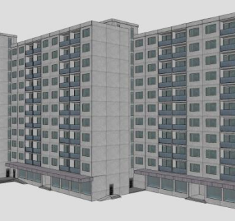 混泥土建筑公寓宿舍住宅SU模型下载_sketchup草图大师SKP模型