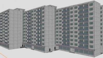 混泥土建筑公寓宿舍住宅SU模型下载_sketchup草图大师SKP模型