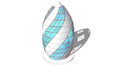 异形建筑松果形状SU模型下载_sketchup草图大师SKP模型