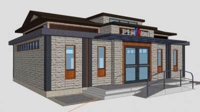 现代公共卫生间公厕建筑SU模型下载_sketchup草图大师SKP模型