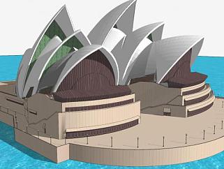 悉尼歌剧院水上建筑SU模型下载_sketchup草图大师SKP模型