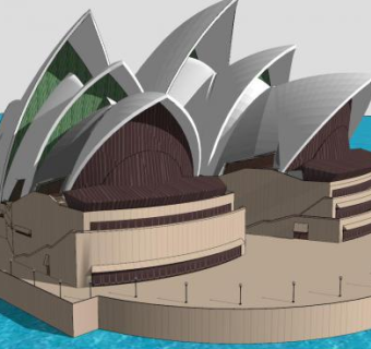 悉尼歌剧院水上建筑SU模型下载_sketchup草图大师SKP模型