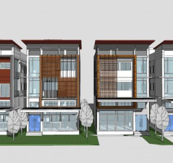 特色住宅独栋别墅SU模型下载_sketchup草图大师SKP模型