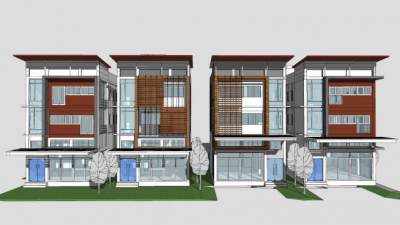 特色住宅独栋别墅SU模型下载_sketchup草图大师SKP模型